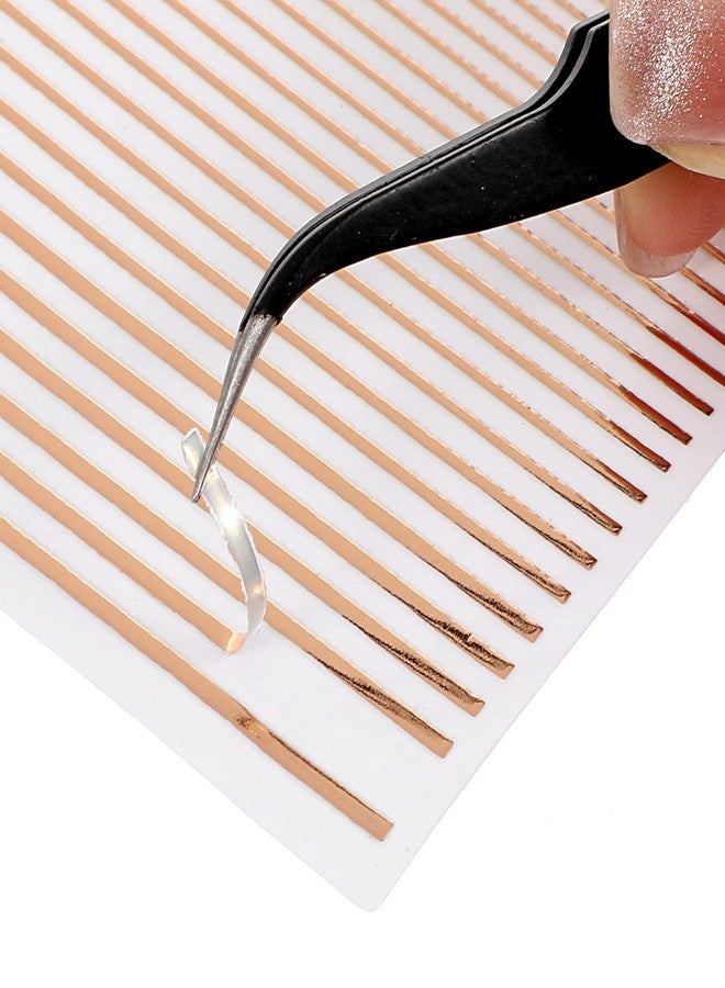 Kifmurase 15Pcs Gold Silver Lines Nail Art Stickers Decals 3D Golden French Manicure Strips Self-Adhesive Nails Art Decorations Supplies Geometric Waved Stripe Tape Manicure Sliders for Women DIY - Image 4